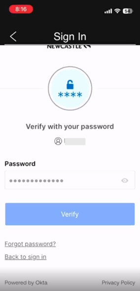 Enter your university password and hit Verify