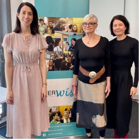 HunterWiSE program: Guest speaker Alix Lasance (Hunter Water), event host Kate Ramsay (AnD Consulting), and HunterWiSE coordinator Leah Kiem.