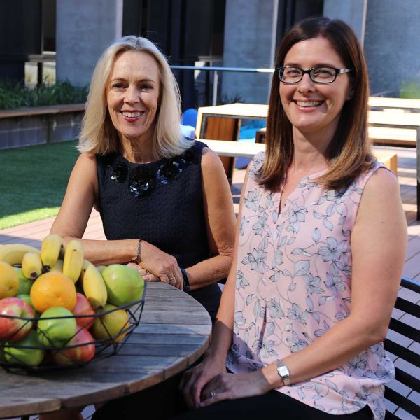 Professor Clare Collins and Amy Tribe. Linking young adults to healthy eating habits