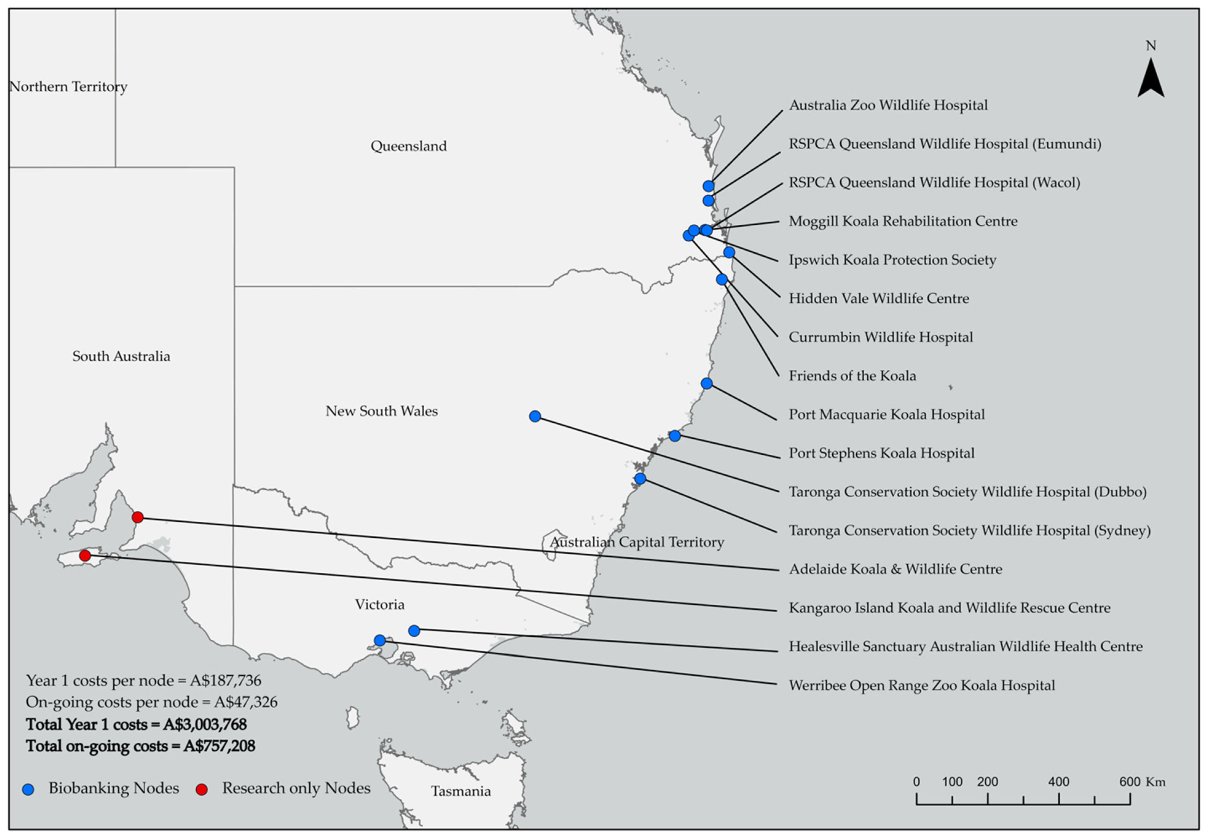A map of koala locations in Australia