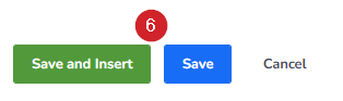 Save and insert This screenshot shows the save and insert button on H5P