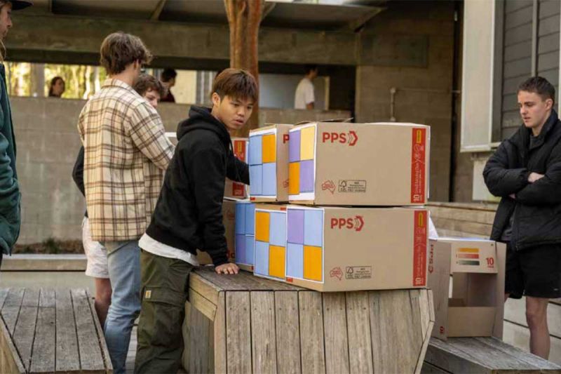 Students participating in a challenge