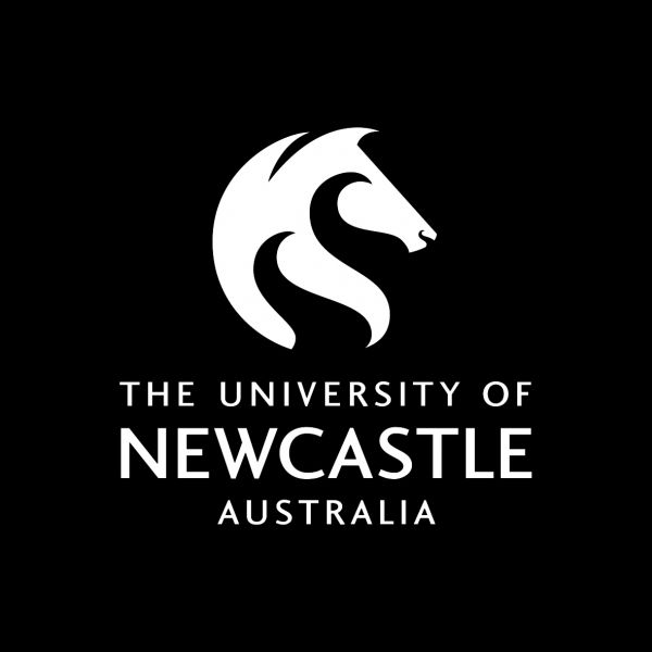 Black and white University of Newcastle Logo