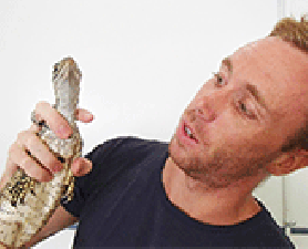 Ecologist Simon Clulow with Goanna. Kimberley extinction prevention plan