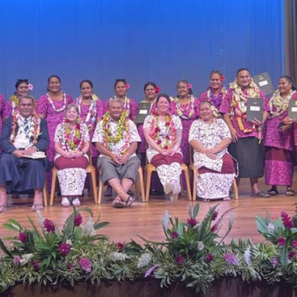 Graduates on a stage 