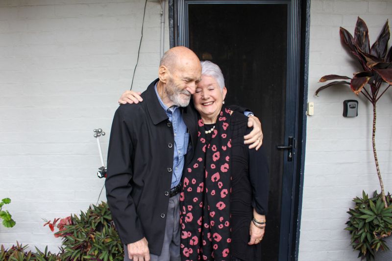 Allan and Anne stand outside their Cooks Hill home.