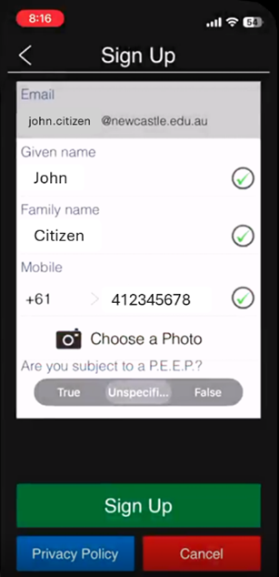 Enter a temporary password as shown below and tap Next