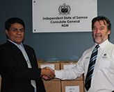 Samoa donation. Students collect text books for Samoan students.