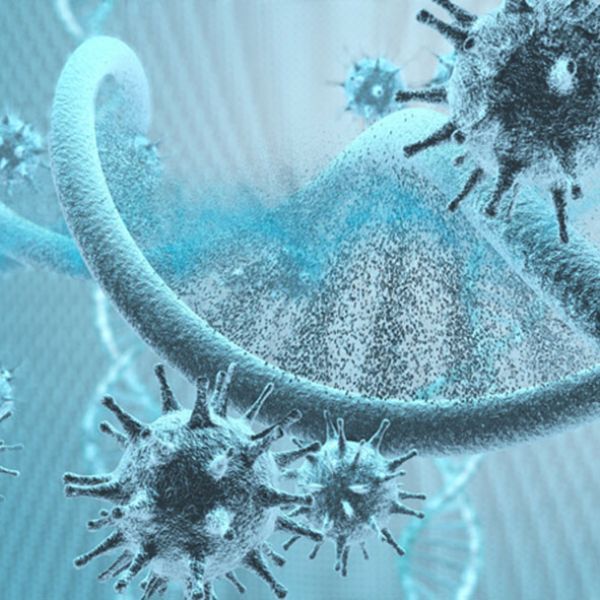 Graphic of virus cells. FluTracking survey reveals social distancing is working