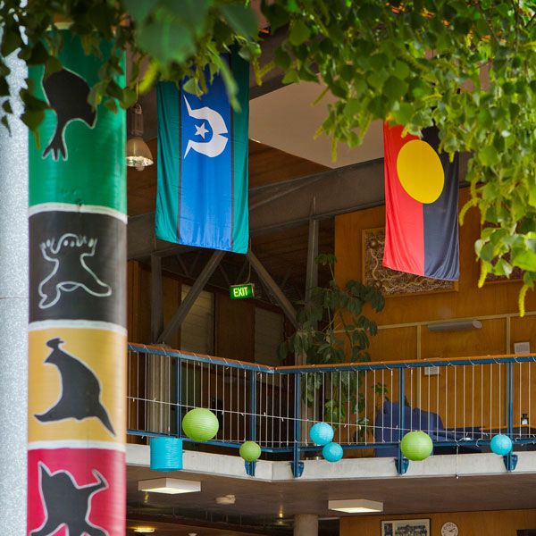 Aboriginal and Torres Strait Islander flag. Critical need to re-engage Indigenous students in school post COVID-19
