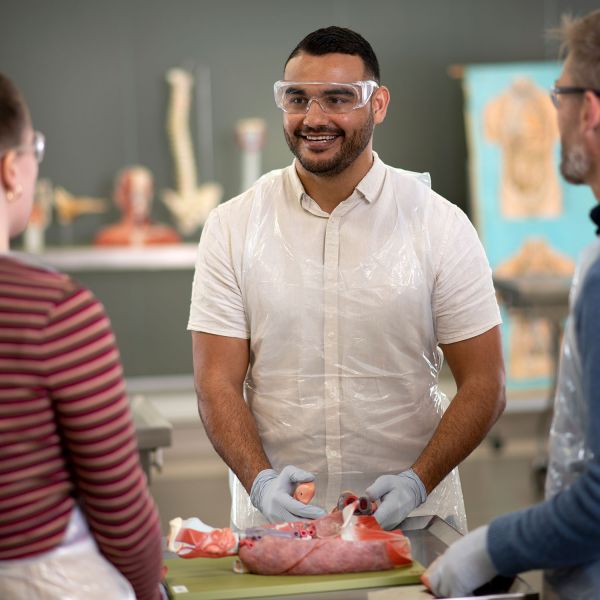 Medical student in a practical class