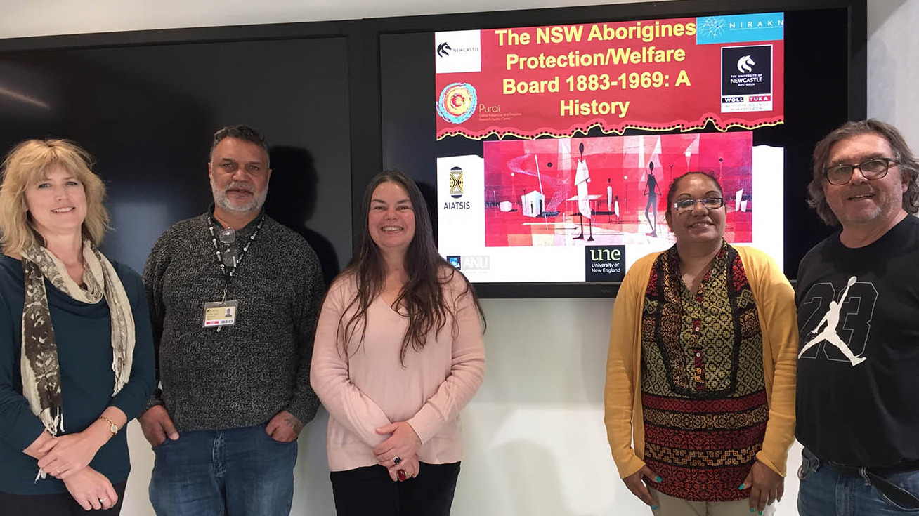 The team comprising the Aboriginal Protection/Welfare Board Project smiling 