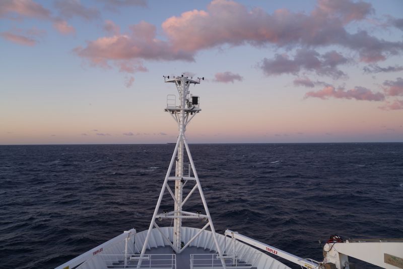 The sunrise view from the RV Investigator