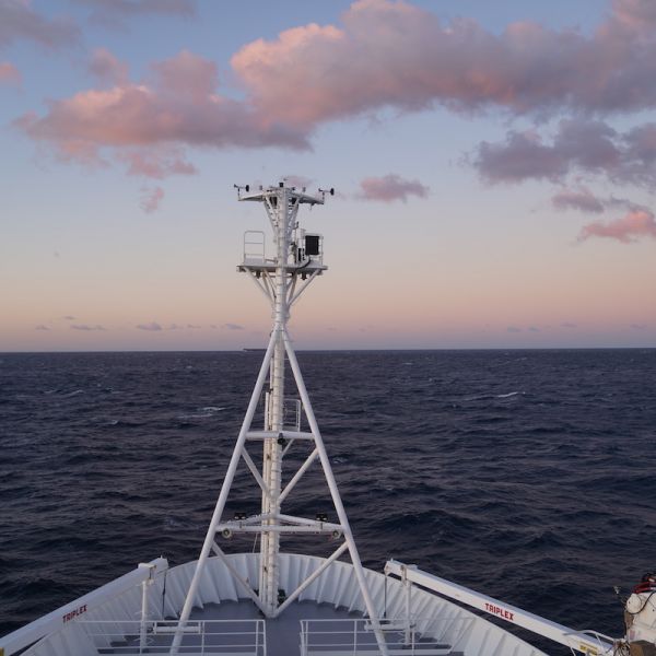 The sunrise view from the RV Investigator