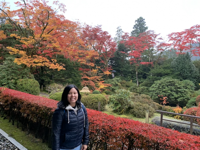 Josiebel exploring gardens in Hong Kong