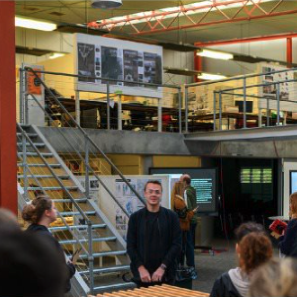 An architecture student in the design studio