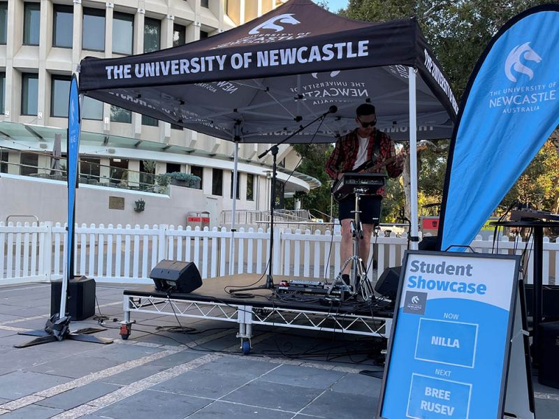 University of Newcastle Student Showcase stage outside the Civic Theatre