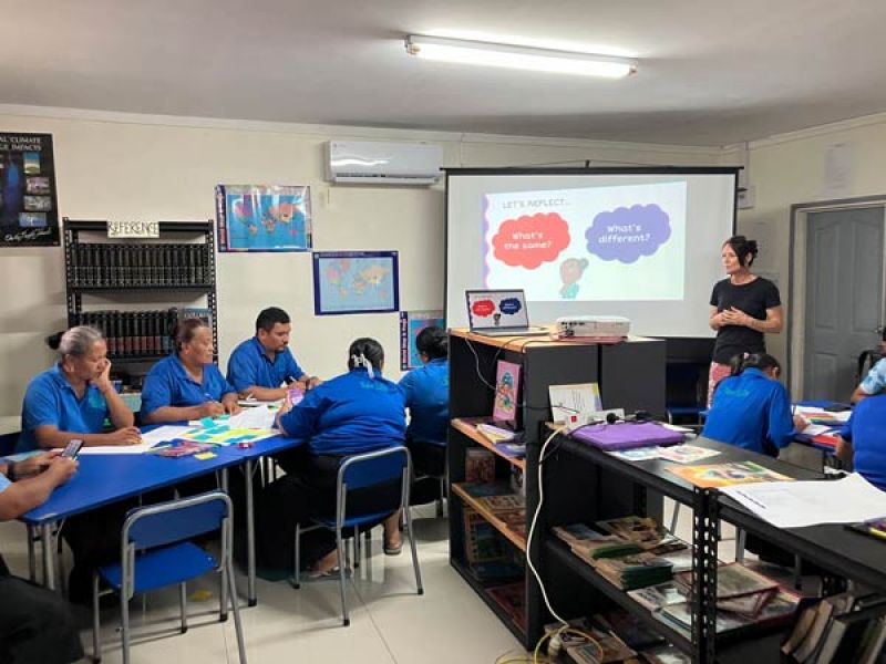 Jo Anderson teaching in a classroom