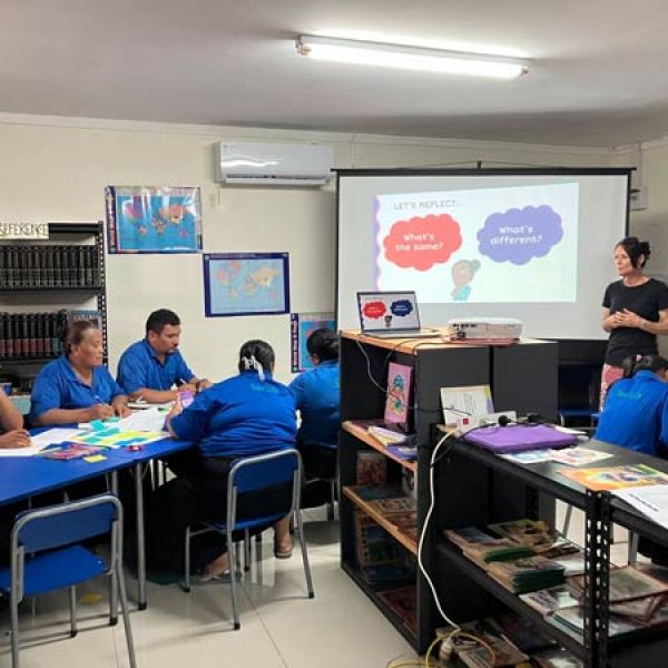 Jo Anderson teaching in a classroom