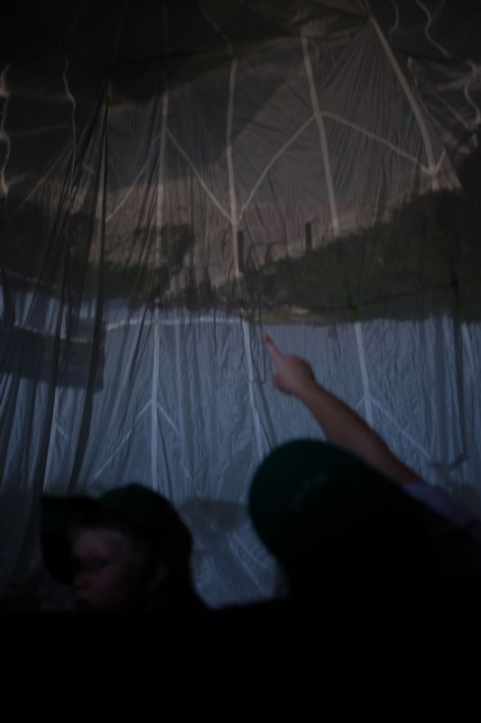 People point to different fabrics and materials