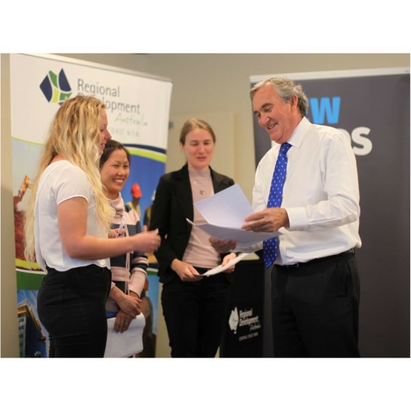 Brok Glenn with UoN students. New employability program launched at Ourimbah.
