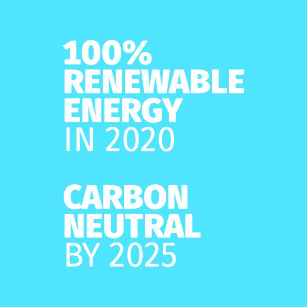 100% renewable in 2020 carbon neutral by 2025. Standing for climate action