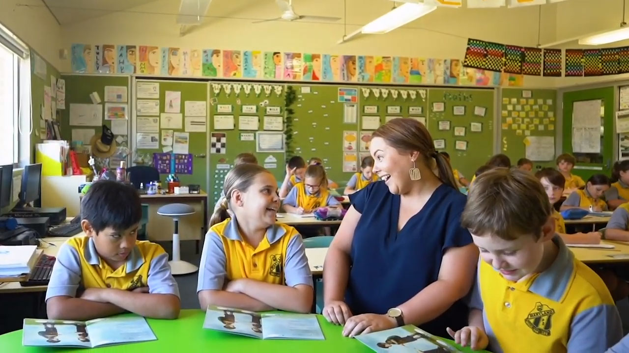 Children and teacher in a classroom