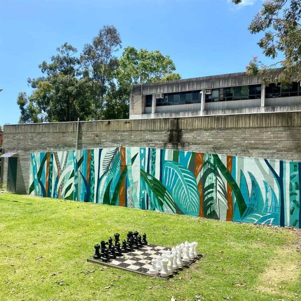 chess set and mural. What's new on campus in 2021!.