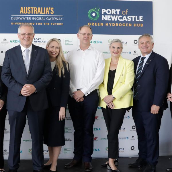 Prime Minister Scott Morrison at the Port of Newcastle Hydrogen Hub announcement. Green hydrogen feasibility study positions Port of Newcastle to drive a more diverse Hunter economy