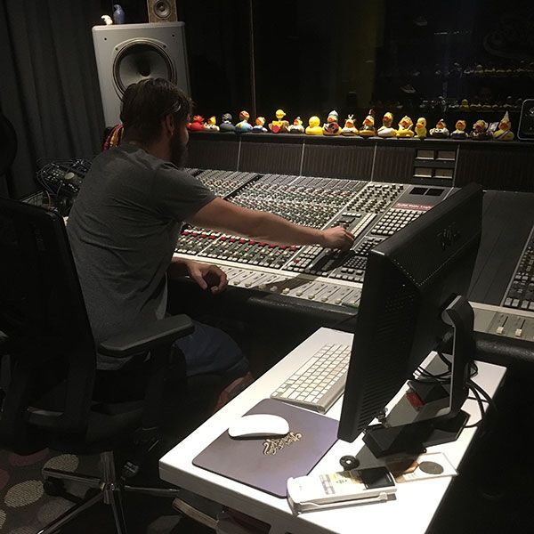A music producer in a studio