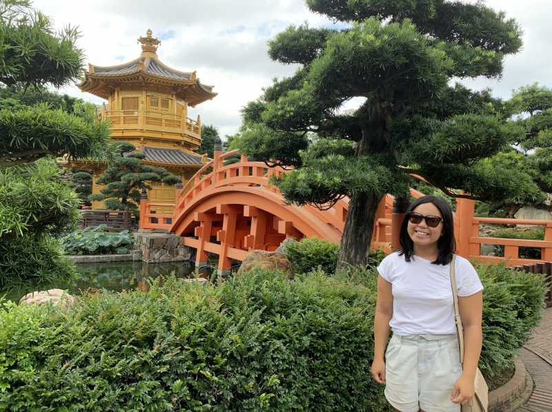 Josiebel at a cultural site in Hong Kong