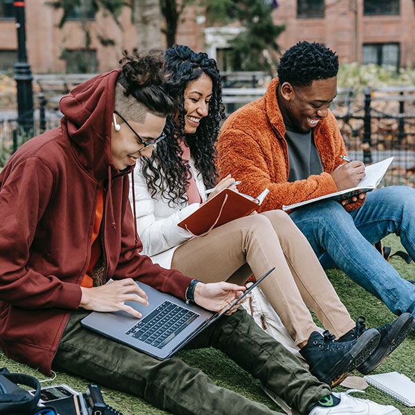 Students studying outside