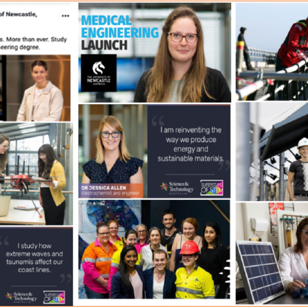 A compilation of photos of women in STEM