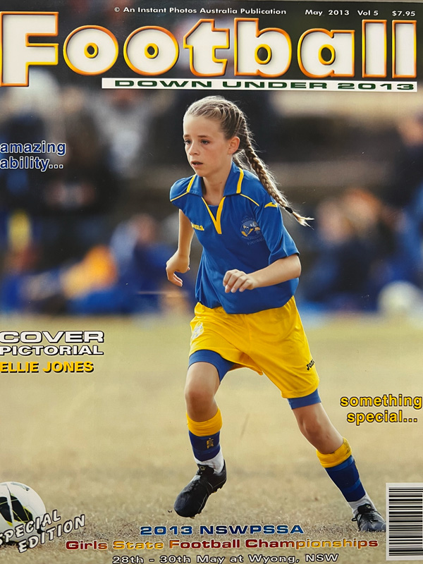 11-year-old Ellie Jones on the cover of Football magazine