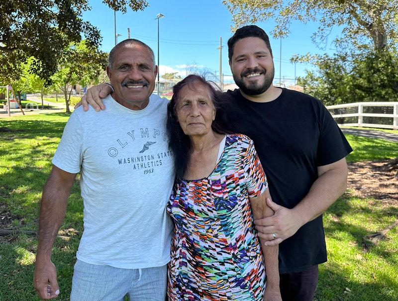 The Perry family (pictured) has been part of the Wollotuka Institute for three generations. Dr Joe Perry, Colleen Perry and Jodan Perry pictured side by side.