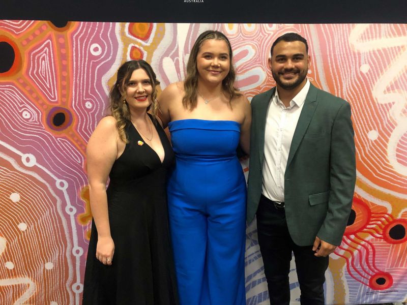 Ma & Morley Scholars, Tanisha Holt, Paycee Cubby and Kieran Cubby at the 2023 Reconciliation Ball