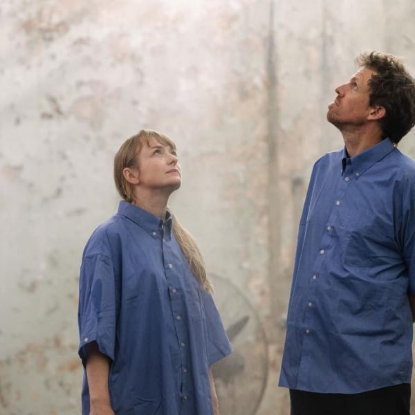 Heidi Axelson and Hugo Moline stand together, looking up. ANCHOR. Familiar worlds turned inside-out and upside-down.