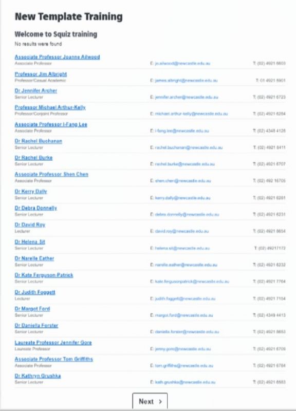 Image of a people listing in list view