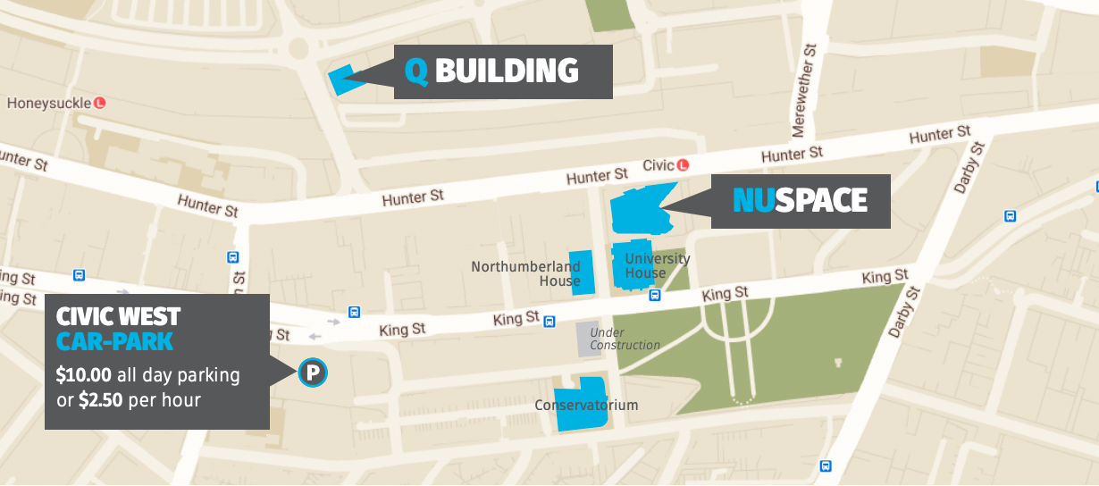 map of Civic West carpark location
