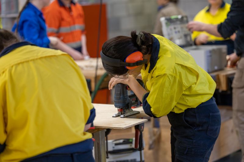 An architecture student in the design studio