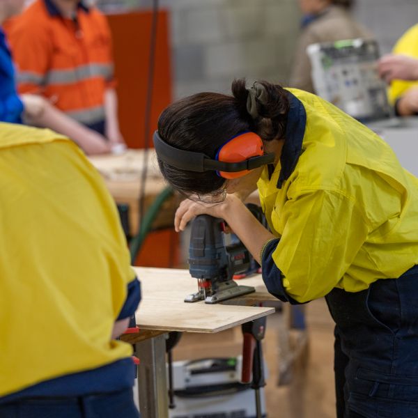 An architecture student in the design studio