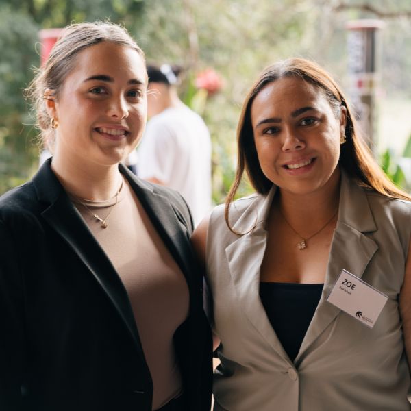 Proud Wiradjuri woman, Makaah Darcy (left), received the Claudia Sloan Scholarship for Indigenous Students,. Scholarship supports students to strive to success