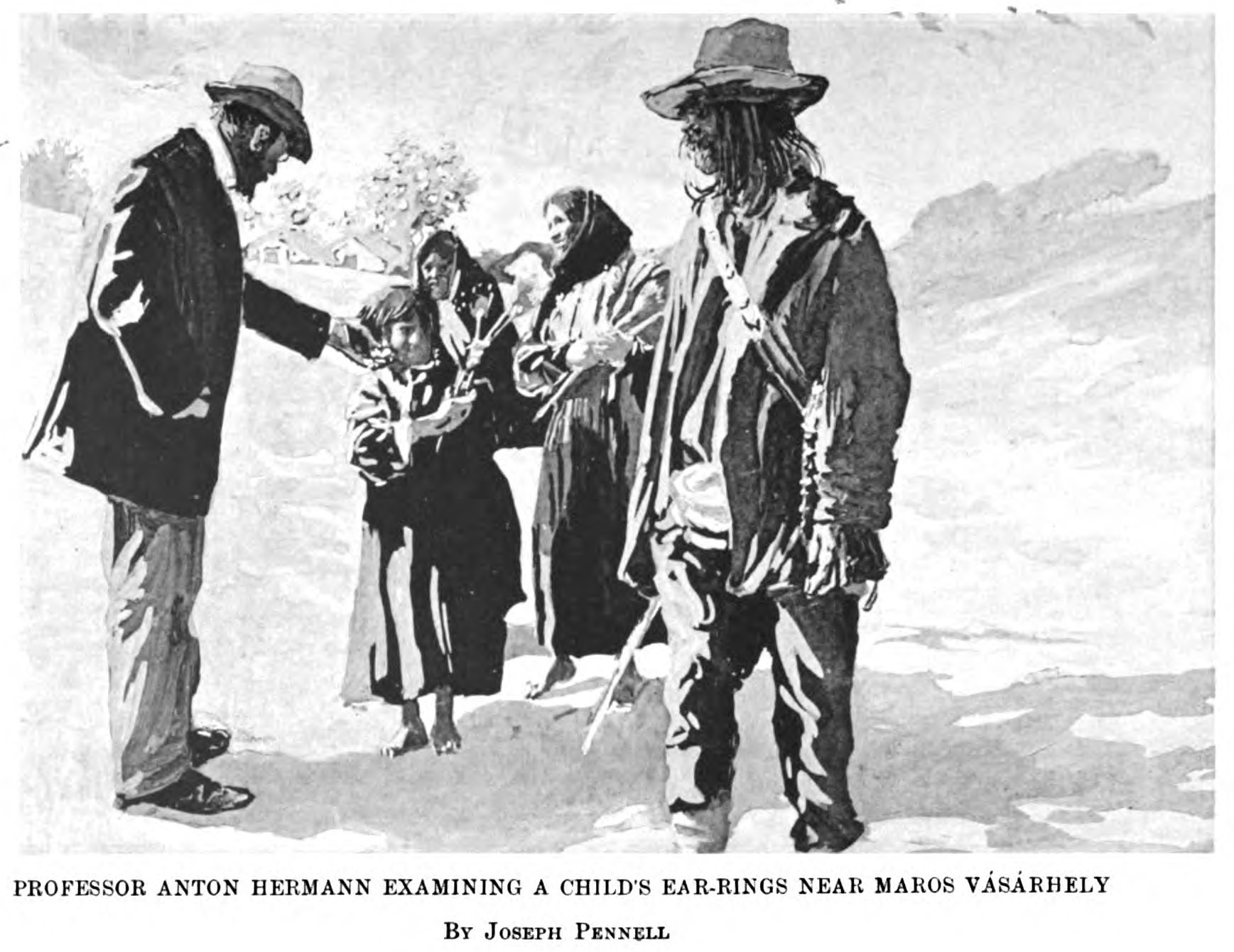 Hungarian "gypsiologist" Anton Hermann (Hermann Antol) with a Romani informant