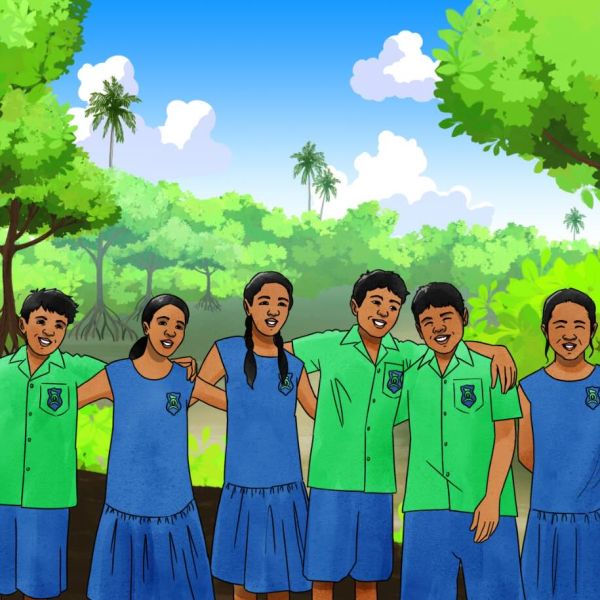 Students from Moata'a Public School in the Togātogo: O Leoleo o le Tuā’oi (Mangroves: Guardians of the Brink) video (c) Pacific Kids Learning