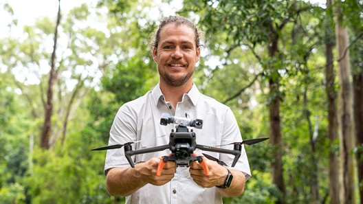 Dr Ryan Witt, wildlife ecologist and leader of the University’s thermal drone research program.