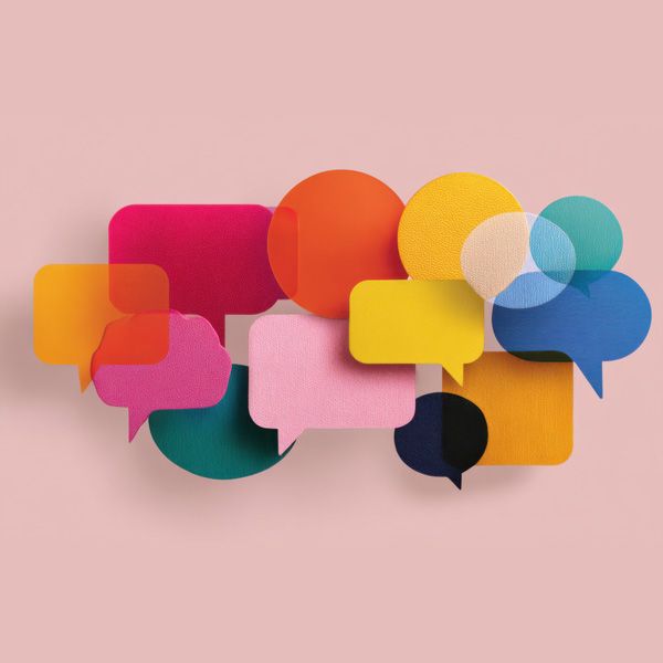 Illustration of overlapping speech bubbles