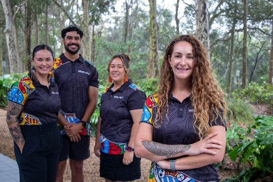 Which Way? Quit Pack research team members (L-R) Felicity Collis (Gomeroi), Kayden Roberts-Barker (Wiradjuri), Jessica Bennett (Gamilaroi) and lead researcher Associate Professor Michelle Kennedy (Wiradjuri).