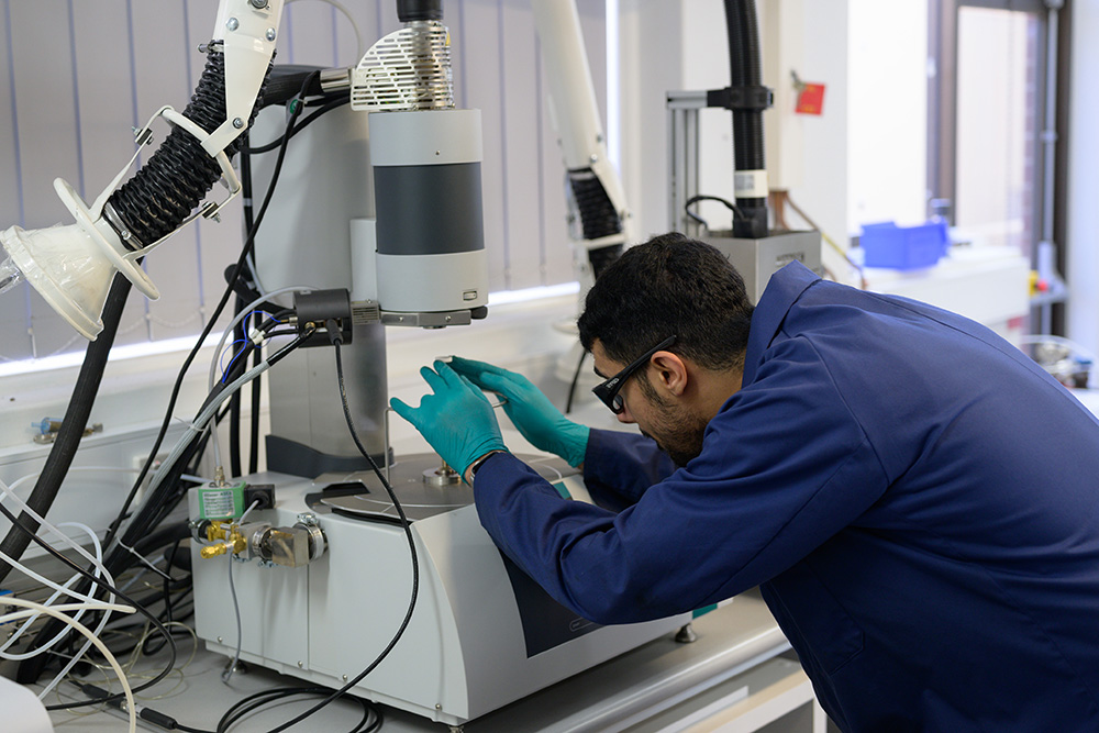 An SSR researcher with research equipment,
