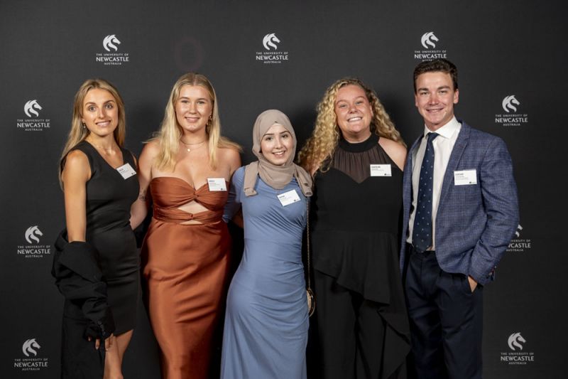 Ma & Morley 2022 Scholars, Delta Hatley, Kelly Dunning, Bana Alaysi, Caitlin Ping, and Lucas Dowling, at the 2024 Gala