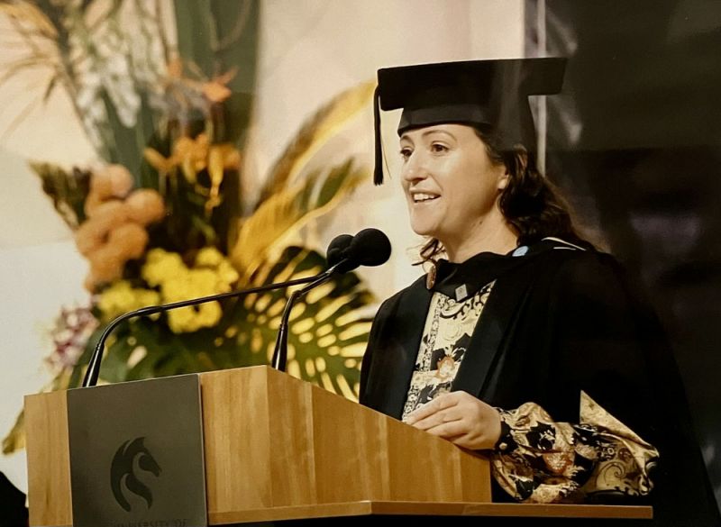 2021 Ma & Morley Scholar, Keren Peter, delivering her graduation speech